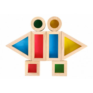 Rainbow wooden transparent blocks - sensory blocks, 8 pcs