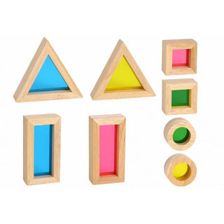 Rainbow wooden transparent blocks - sensory blocks, 8 pcs