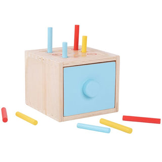 Kastīte ar atvilktni un 4 ieliktņiem, Montessori monētu kastīte