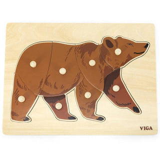 Bear, Montessori wooden puzzle with handles