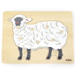 Sheep, Montessori wooden puzzle with handles
