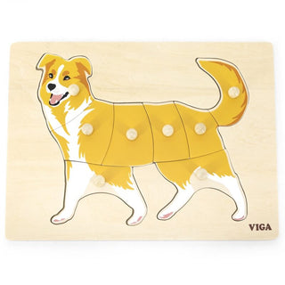 Dog, Montessori wooden puzzle with handles