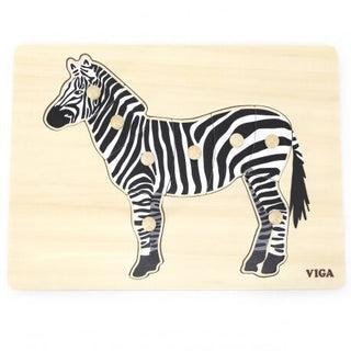Zebra, Montessori wooden puzzle with handles