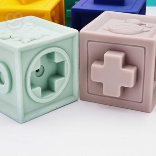 Soft sensory blocks with different textures - 12 pcs